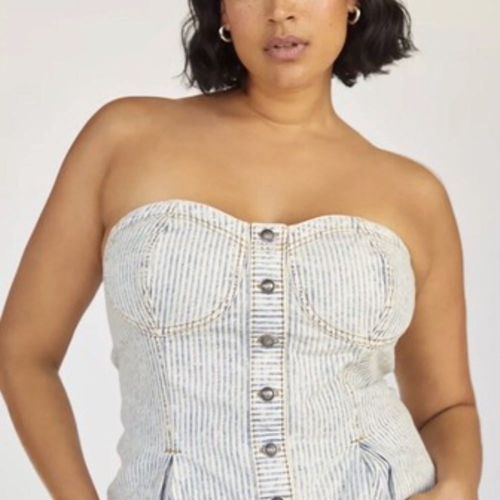 Pilcro corset pinstripe peplum corset top